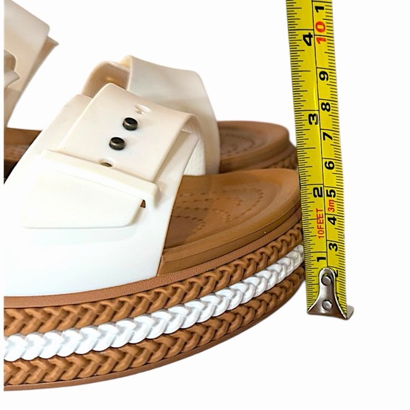 Crocs Brooklyn Woven Buckle Platform Sandal Chalk Wedge Slide LiteRide Women's 8 - Picture 15 of 15